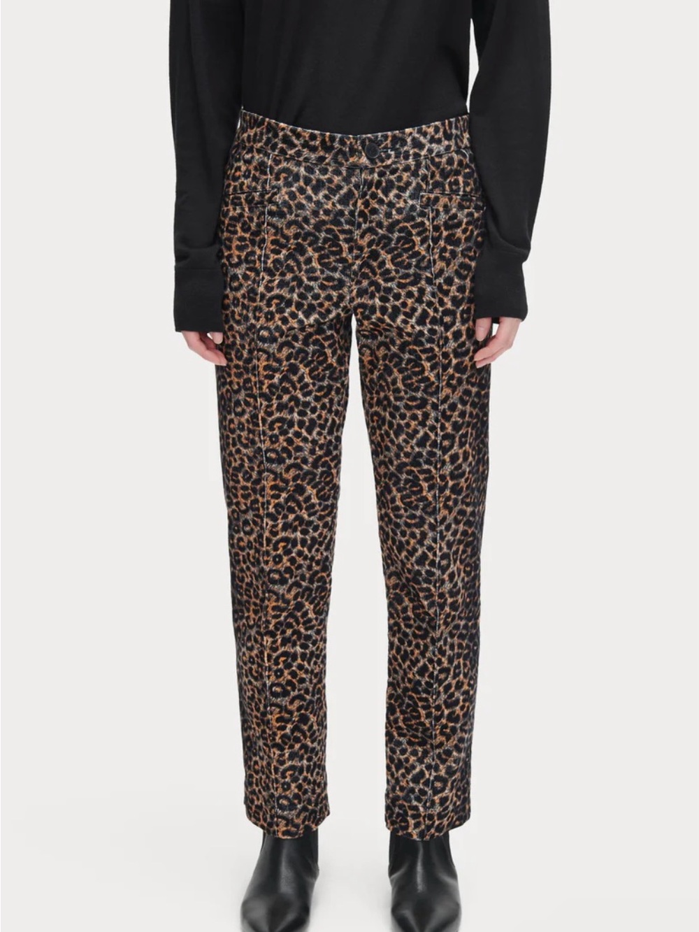 Rachel Comey Leopard Print Slim Straight Leg Cig Pant